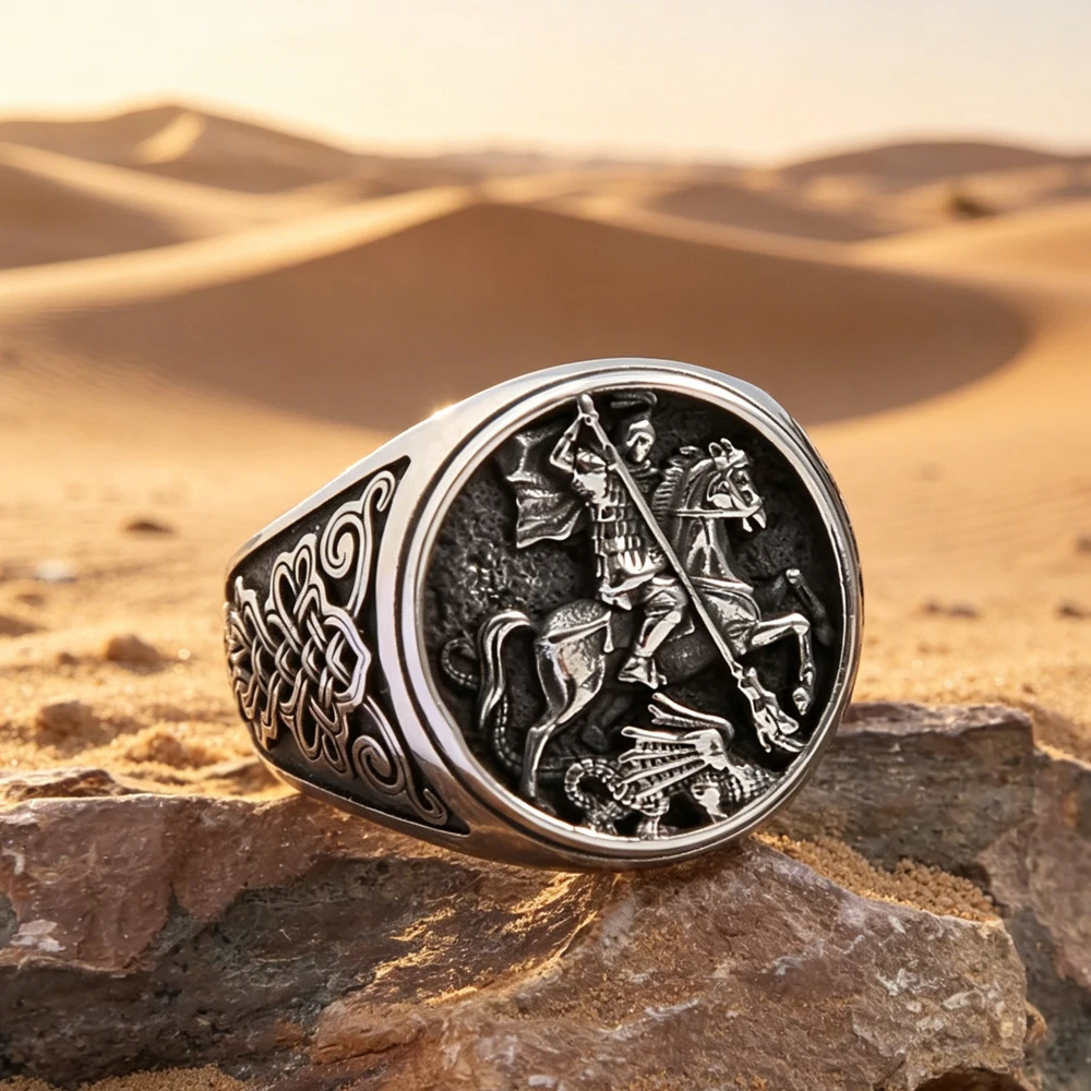 Fashion Punk Vintage Knight Riding Ring For Men Boys 316L Stainless Steel Viking Celtic knot Rings Jewelry Gift Wholesale