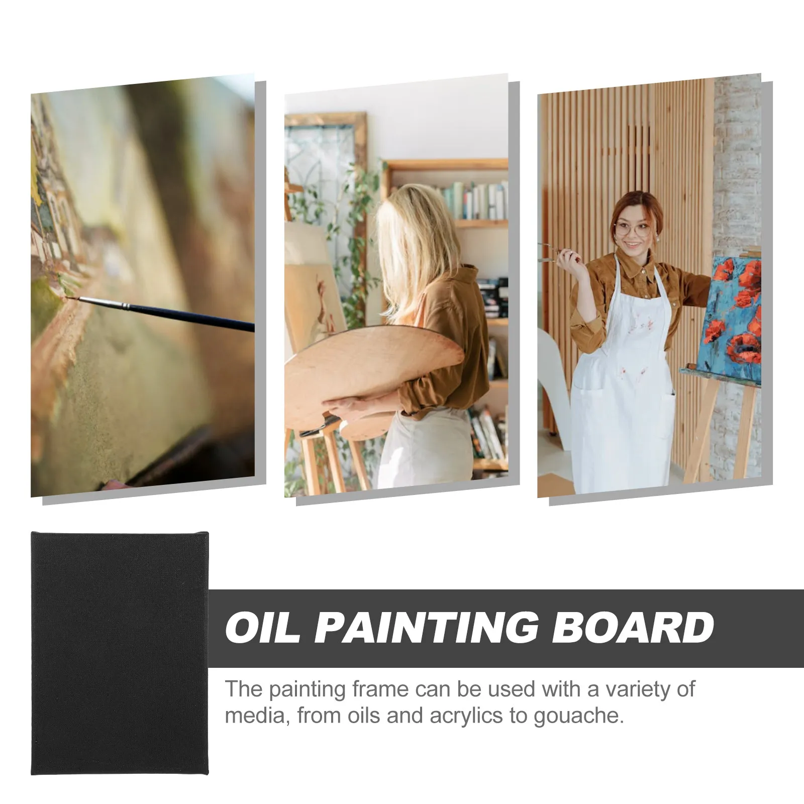 

Black Painting Board Wooden DIY Canvas for Oil Acrylic Gouache Artists Beginners Lightweight Portable Art Student Drawing
