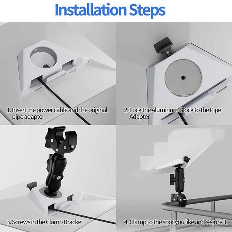 AT69 -For Starlink Mini Pole Mount Clamp RV Mount Compatible With Pipe Adapter For Pole Mount On Car RV Ladder