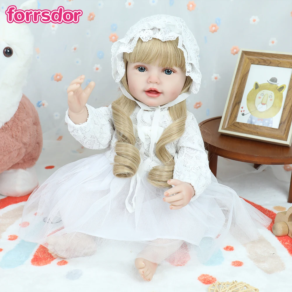 55CM 풀 실리콘 비닐 바디 리본 인형 엘레인 긴 곱슬머리 사실적인 3D 피부 가시적인 혈관 크리스마스 선물 소녀용