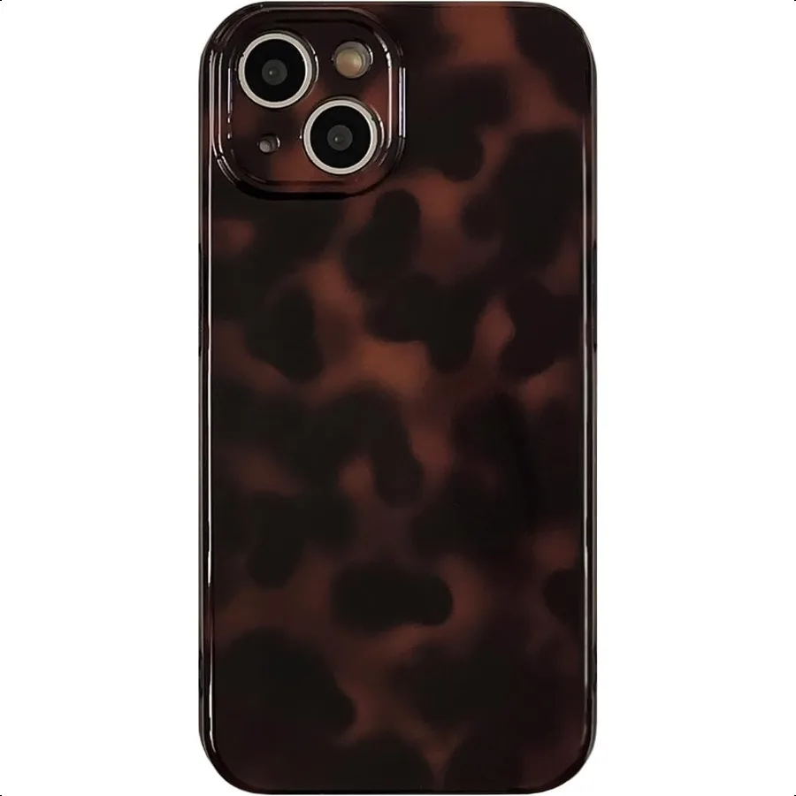 

Aesthetic Tortoise Shell Phone Case for iPhone 14 6.1inRetro Cool Girl Leopard Print Brown Amber Trendy Full Camera Protective