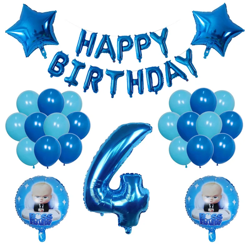 Boss Baby Birthday Aluminum Balloon Party Set Cartoon Digital Birthday Decoration