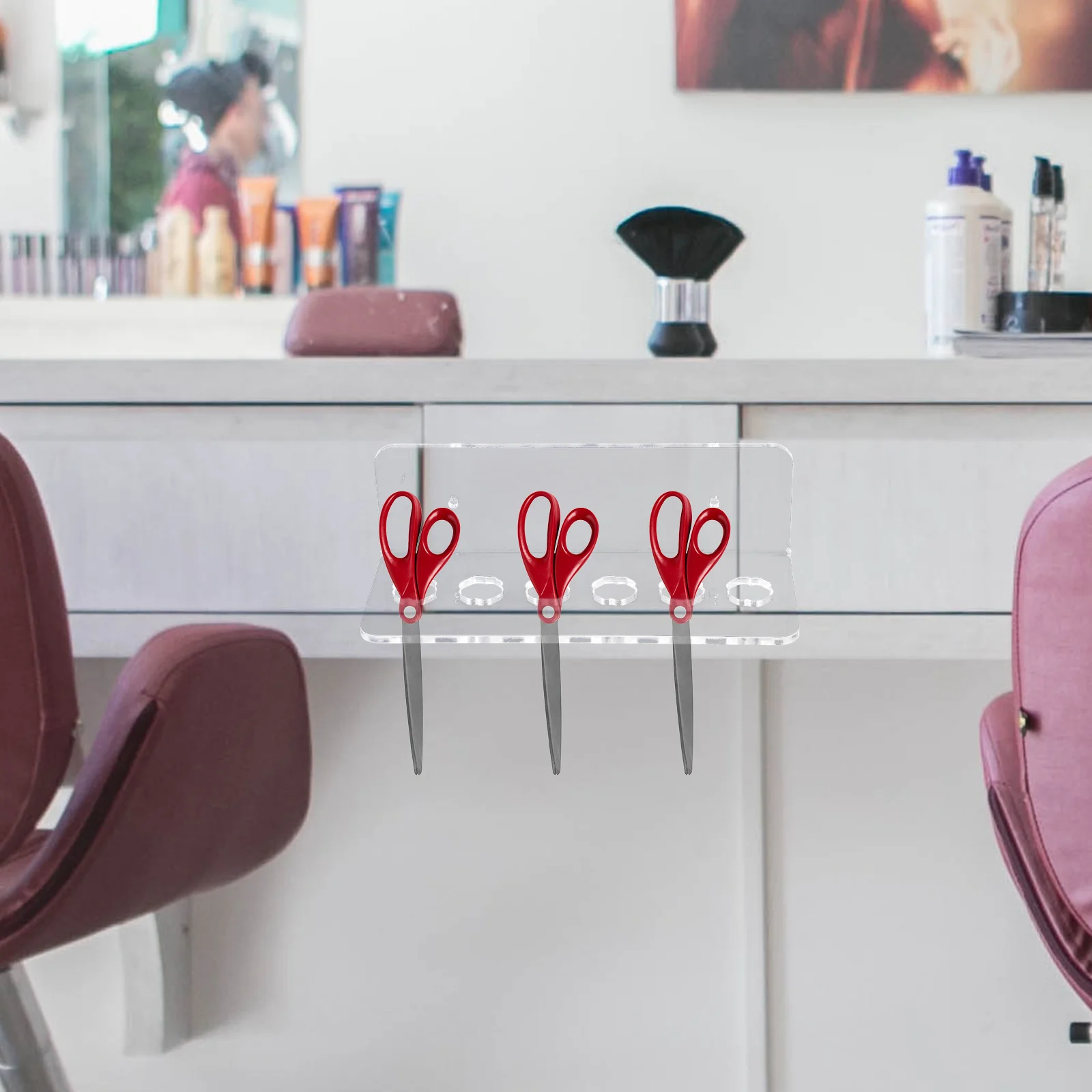 Clear กรรไกร Wall เฉือนผู้ถือเฉือน Salon กรรไกร Rack Acrylic ผู้ถือกรรไกรตัดผมเครื่องมือ