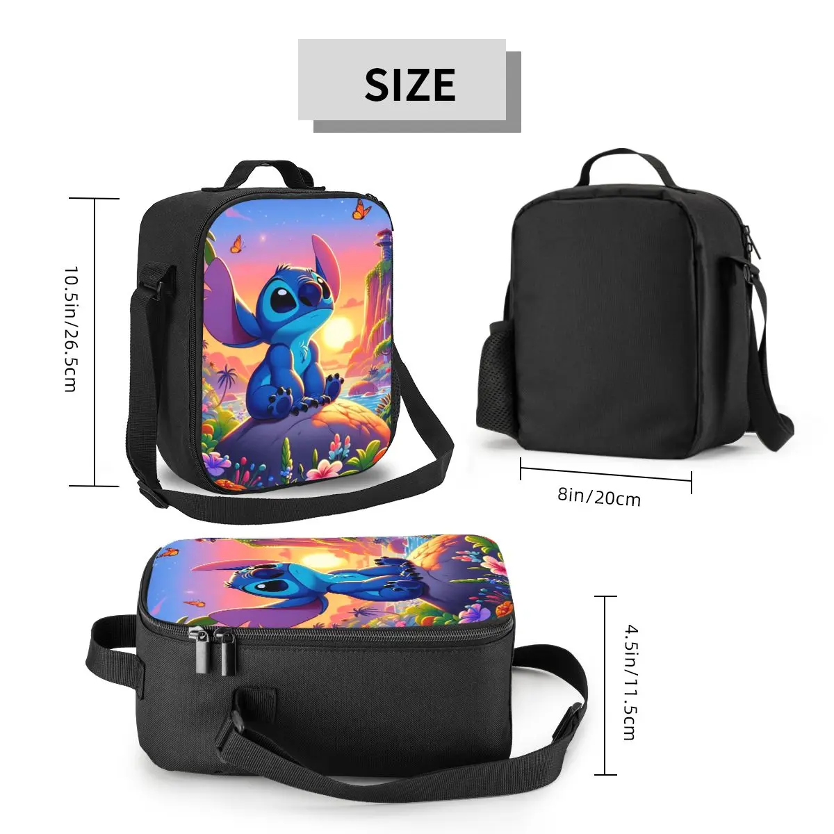 Custom Animated Lilo Stitch Insulated Lunch Bags for Women Cartoon Animated Thermal Cooler Food Bento Box Work School Travel