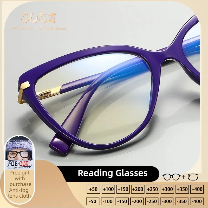 

SUSZ Reading Glasses High Quality New Fashion Casual Style Cat Eye Comfortable Versatile Trendy Anti Blue Light/RayUV Protection