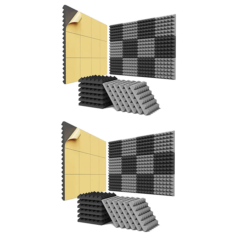 

FSTE-24 Pack Self-Adhesive Sound Proof Foam Panels 2 X 12 X 12 Inch Acoustic Panels