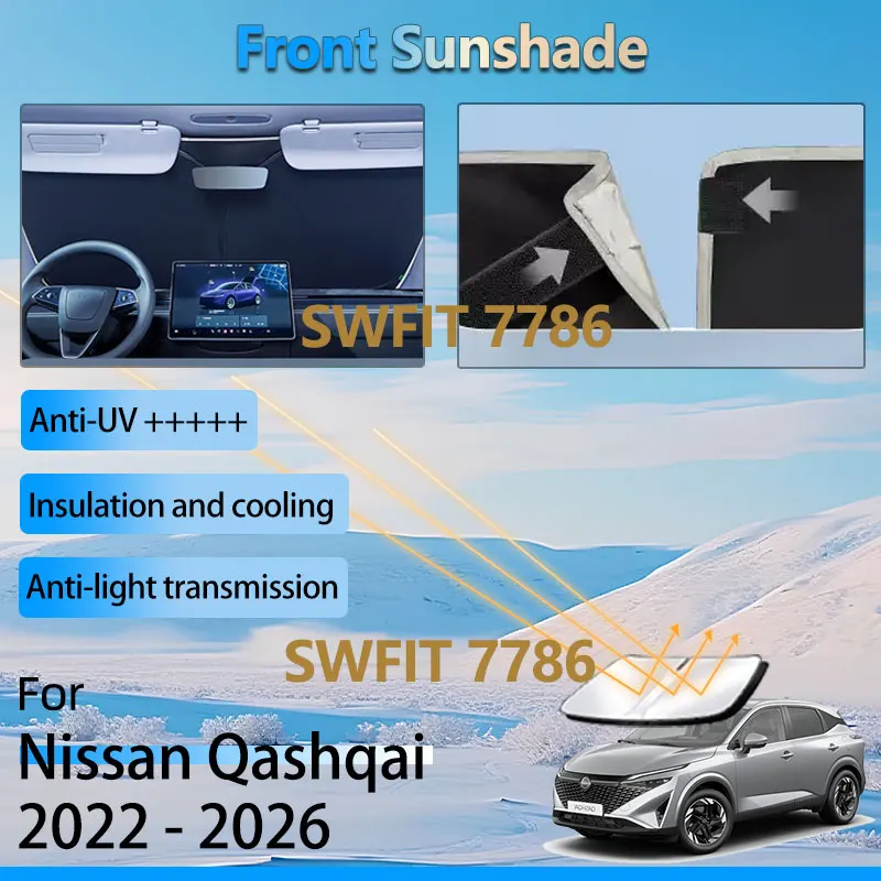 

Front Sun Visor For Nissan Qashqai J12 e-Power 2022 2023 2024 2025 2026 Accessories Window Shade Heat Insulation Sunshade Parts
