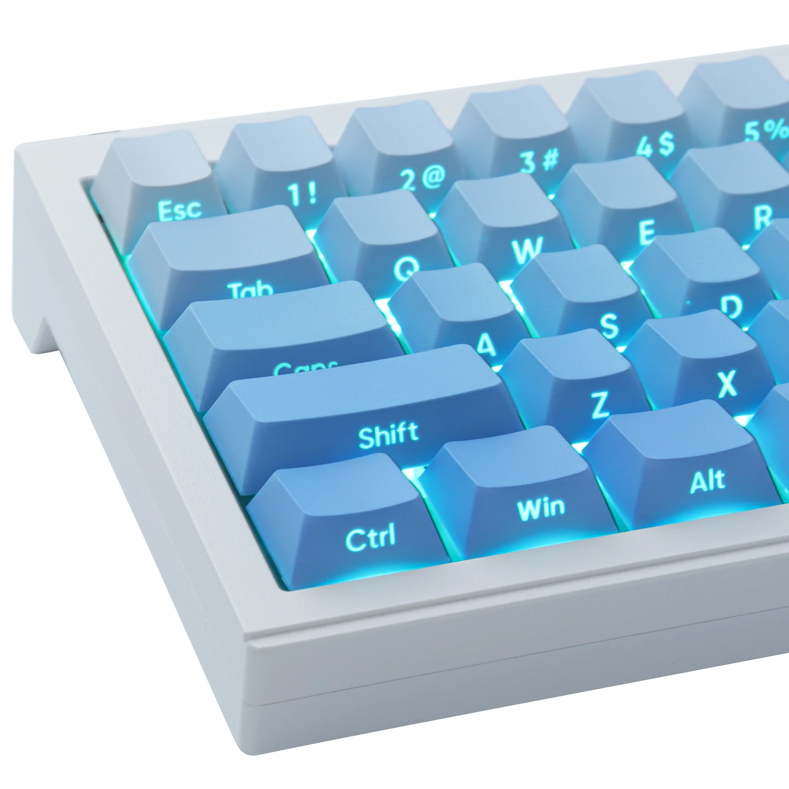 

Fog Blue Gradient Keycaps Cherry Profile Backlit Transparent Keycap PBT Side Print Keycaps For GK61 68 87 104 Keys keyboards