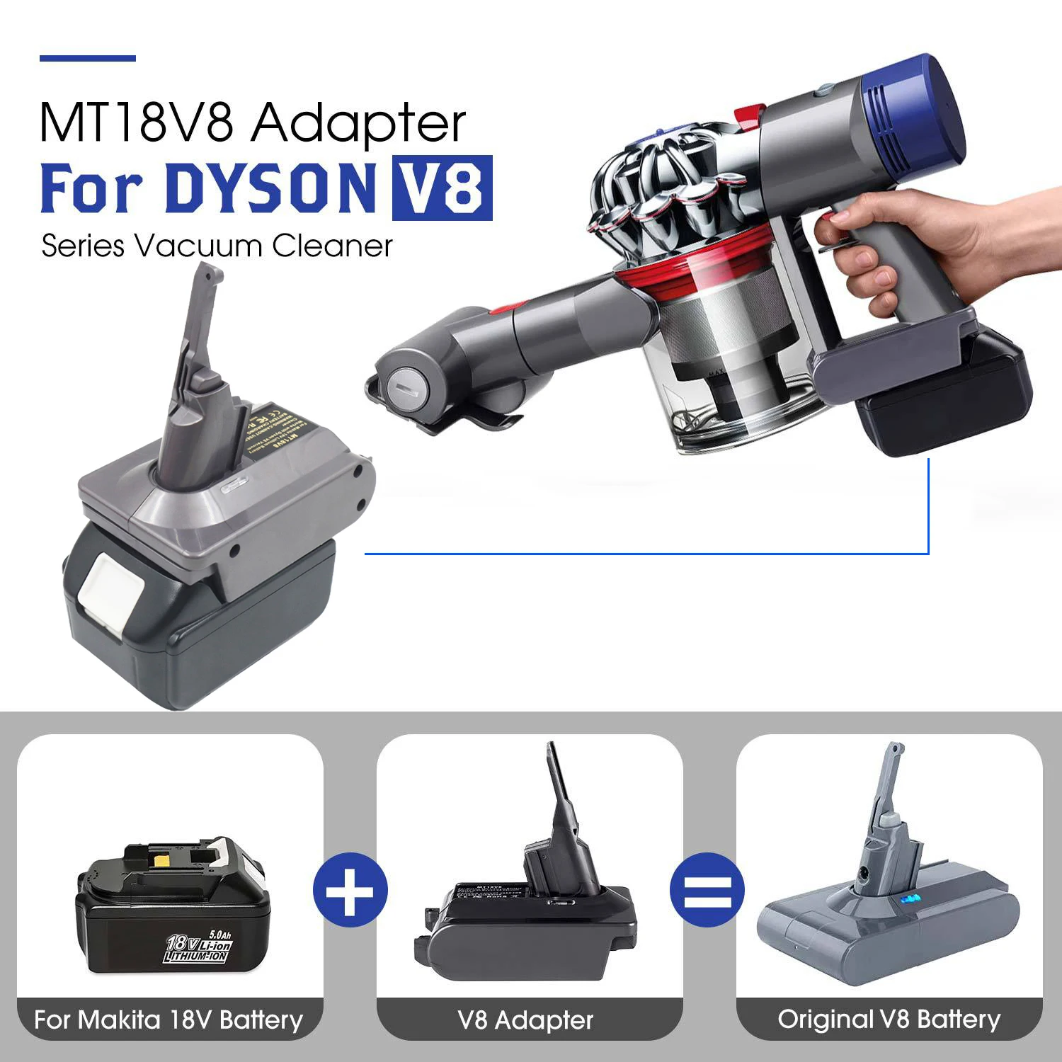 Li-ion Battery Adapter MT18V8 MIL18V8 DW20V8 BOS18V8 BPS18V8 For Makita Milwaukee For Dewalt Bosch For Black Decker For Dyson V8