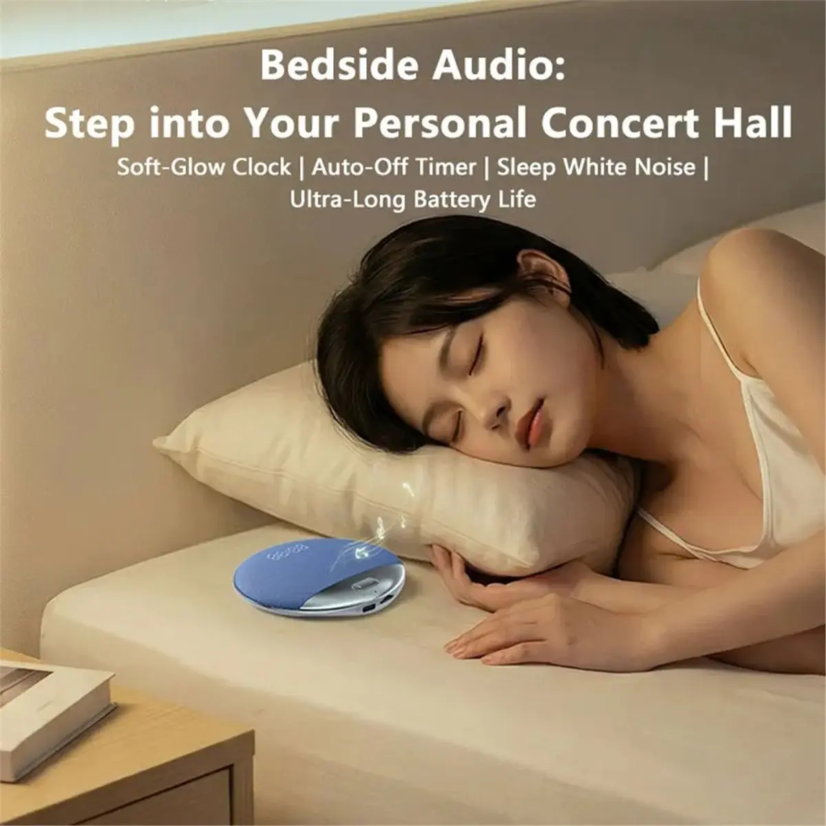 White Noise Bedside Speaker Display Screen Under Pillow Audio Sleep Speaker Ultra-Thin Sleep Bluetooth Speaker