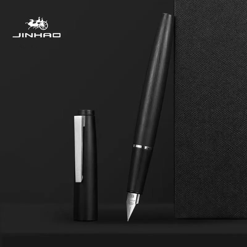 JINHAO 80 블랙 만년필 섬유 엑스트라 파인 0.38mm 펜촉 잉크 펜 쓰기 골드 클립 학교 사무용품 편지지
