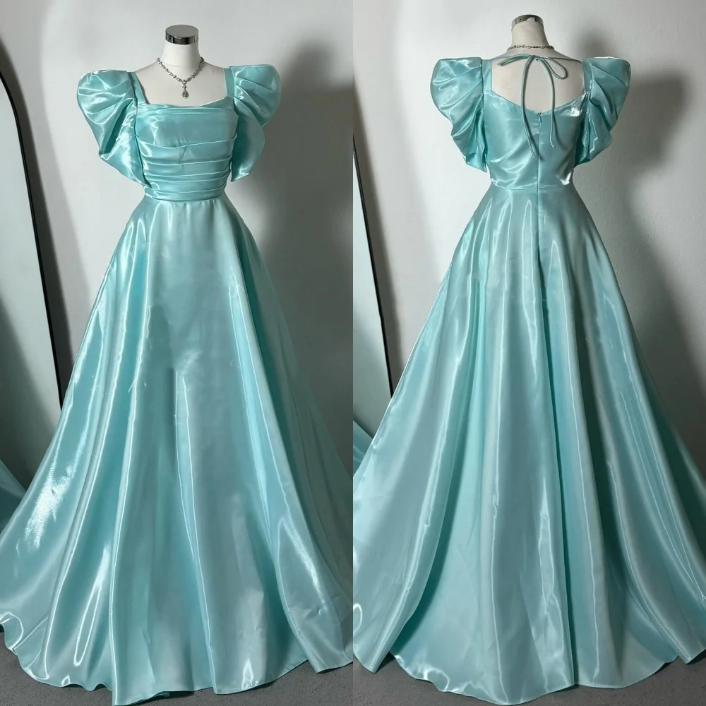 

Индивидуальные одинаковые современные стильные плиссированные рюши трапециевидные длинные платья с квадратным вырезом на заказ платья для особых случаев изысканные классические формальные платья