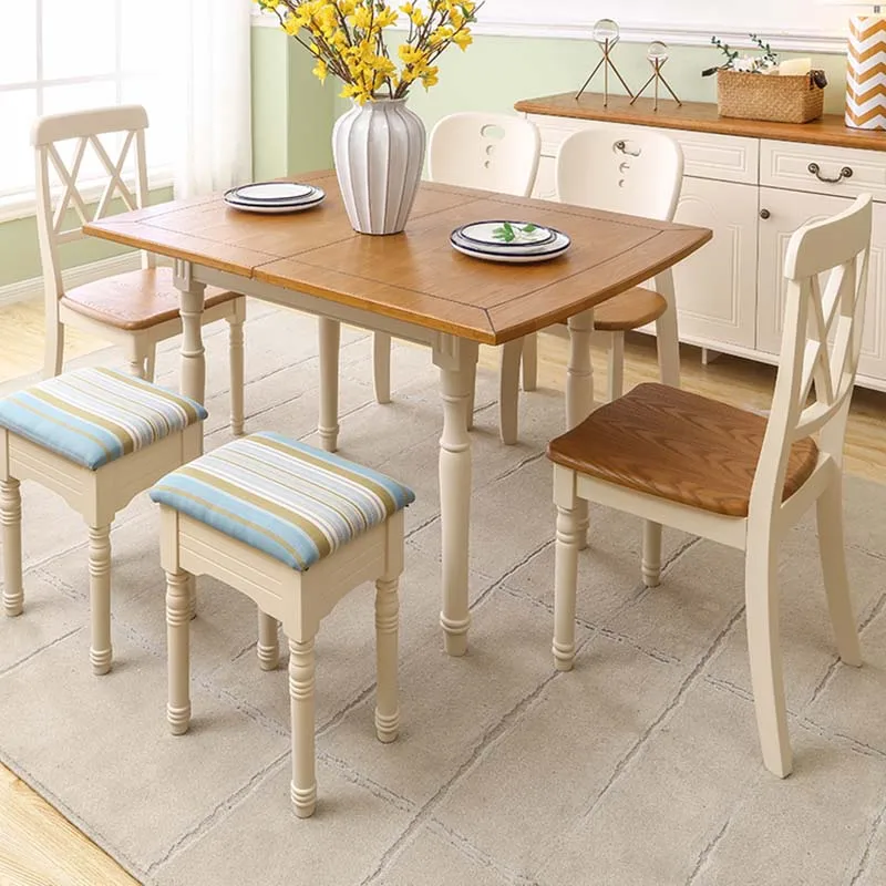 Kawaii Modern Dining Table Kitchen Chairs Unique White Wood Small Tables Restaurant Space Saving Mesas De Comedor Home Furniture