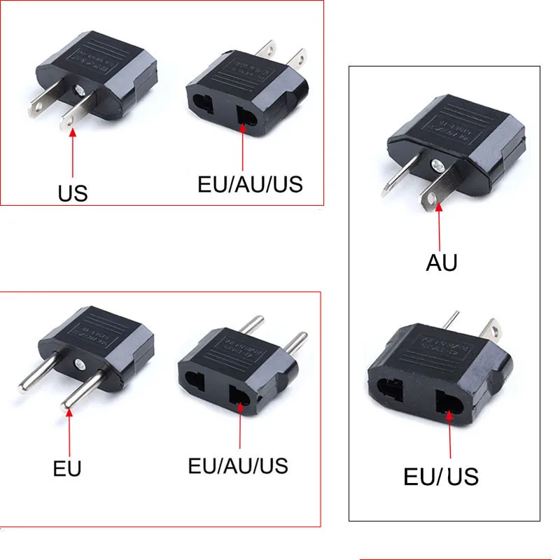 5x AC EU KR AU UK To EU US AU UK wall Travel power Adapter converter Electric Plug Socket Outlet for flashlight Charger part t