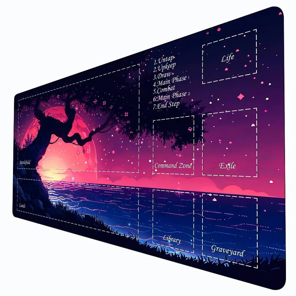 

Sunset and giant tree Magic Card Battle Game Mat with zone mtg playmat desk mat Commander Playmat suitable for family gatherings