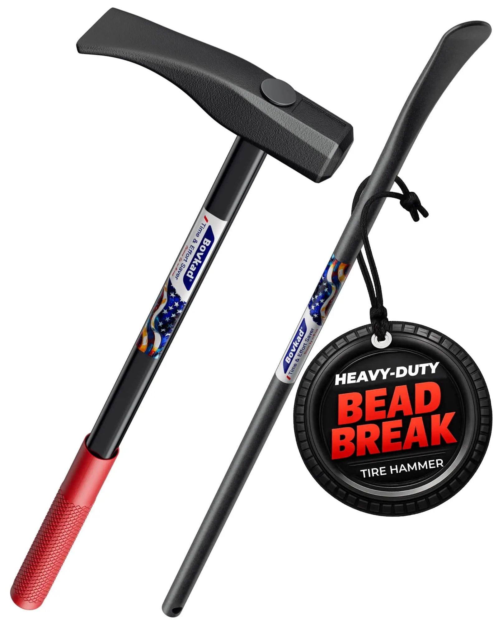 

Oversized 32" Tire Iron with Tire Hammer, Heavy Duty Demount Spoon Bars for Truck & Car Tire Repair