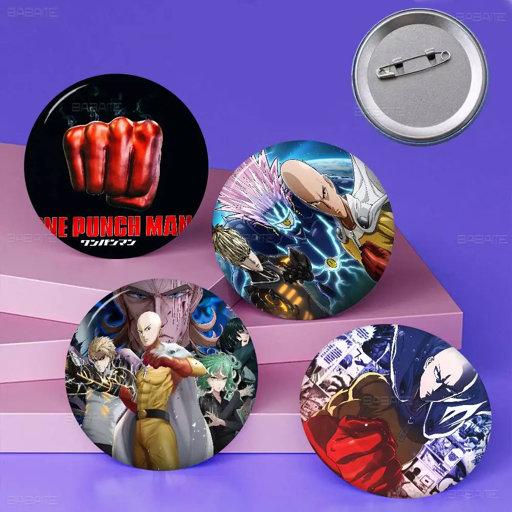 Anime One Punch Man Round Button Pins Slogan Creative Brooches Backpack Clothes Decoration Fashion Cartoon Jewelry Gifts