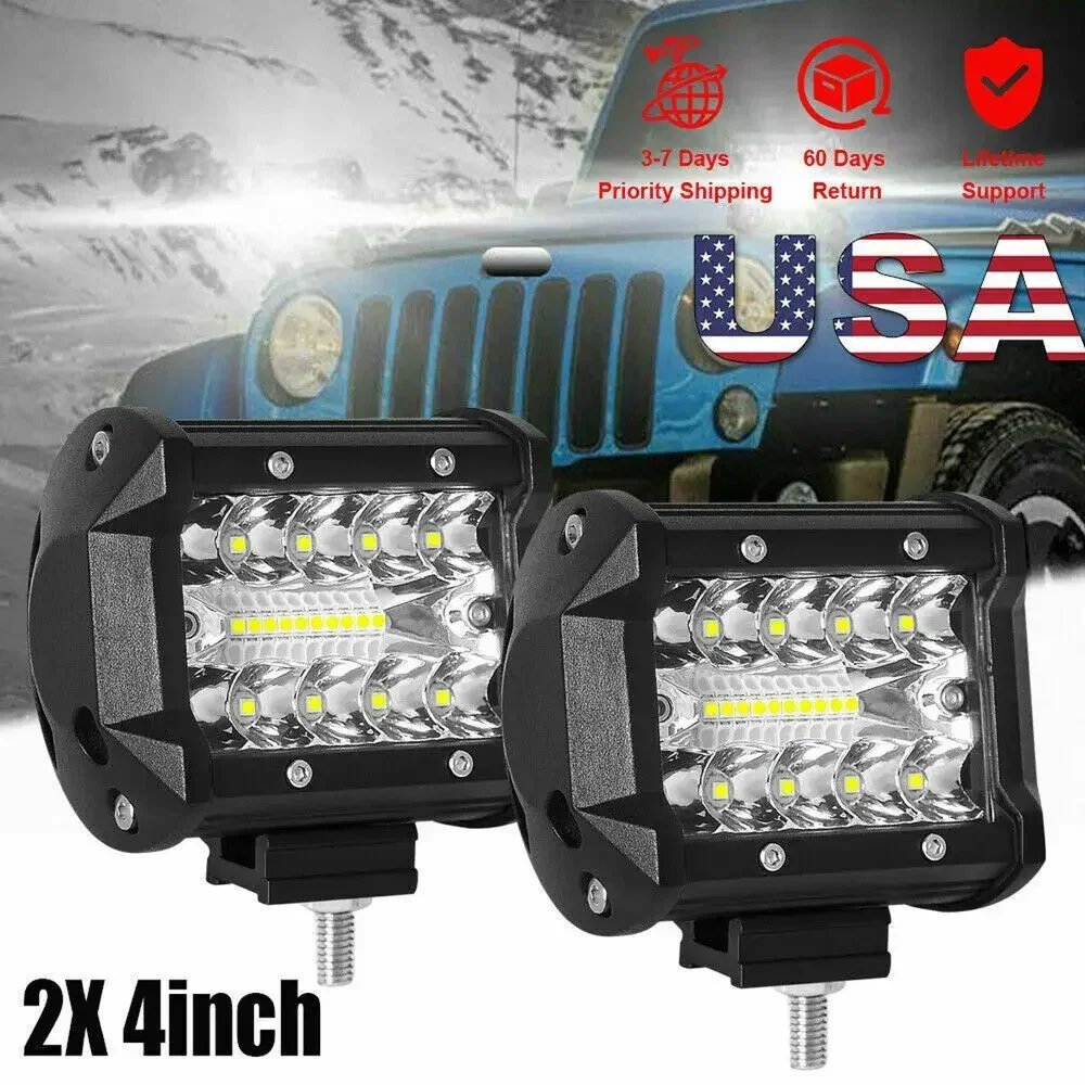 

2pc 60W LED Work Light Bar Spot Flood Combo Pods Offroad Fog Lamp SUV ATV UTV LED Light Bar