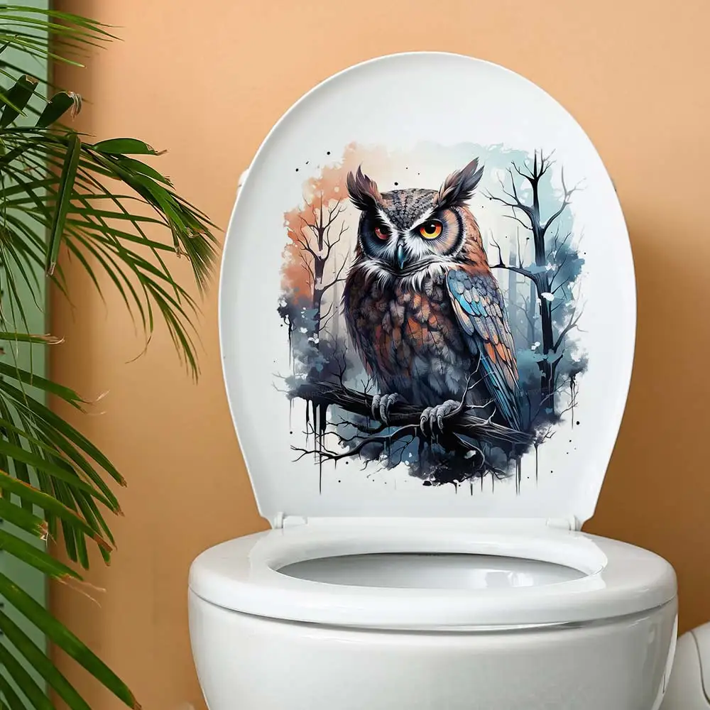 Owl in Winter Watercolor Wall Stickers Bedroom Kids Room Background Decoration Animals Home Decor Self-adhesive Wallpaper S387
