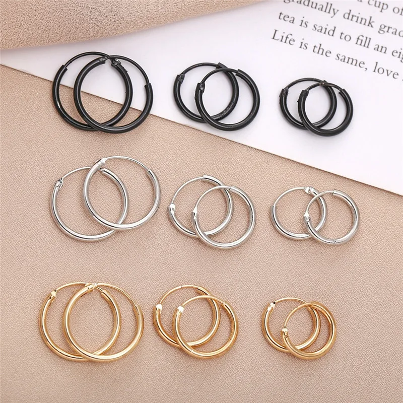 Stainless Steel Hoop Earrings for Women Simple Style Minimal Hoop Earrings Punk Helix Ear Cartilage Piercing Accessory Gifts