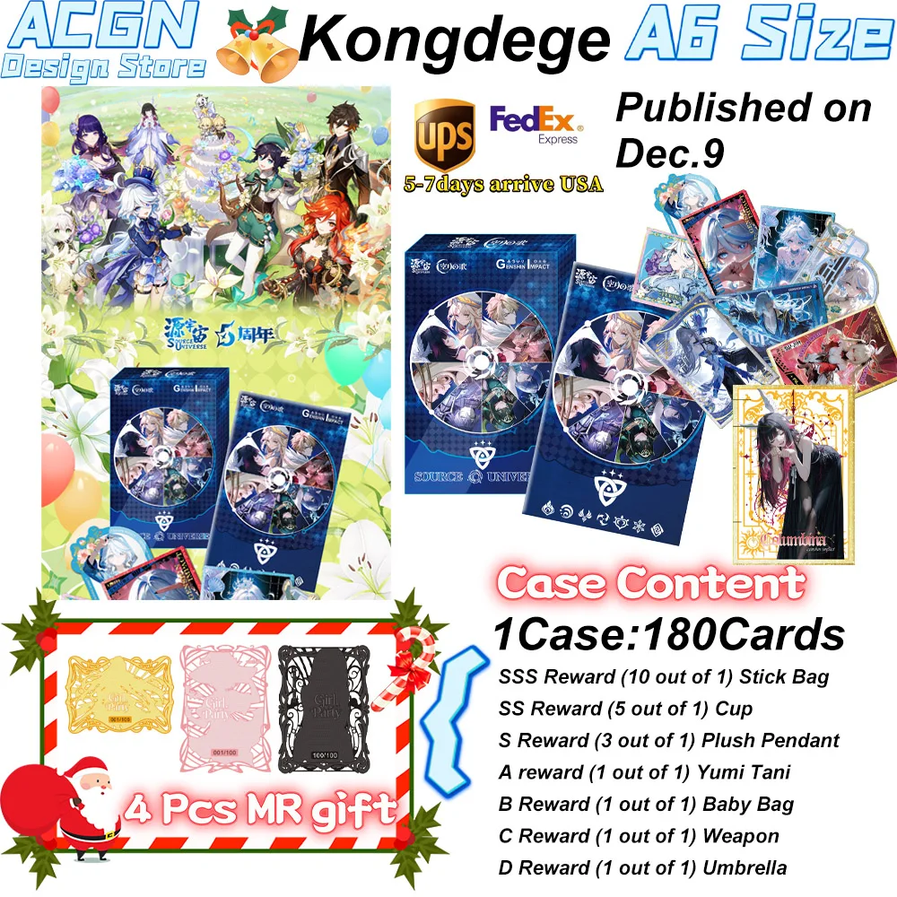 

Оптовая продажа на 2024 год Source Universe Genshin Impact Song of the Sky Moon Wave 2, круглая коллекционная карточка Commemorat 5th Anniversary