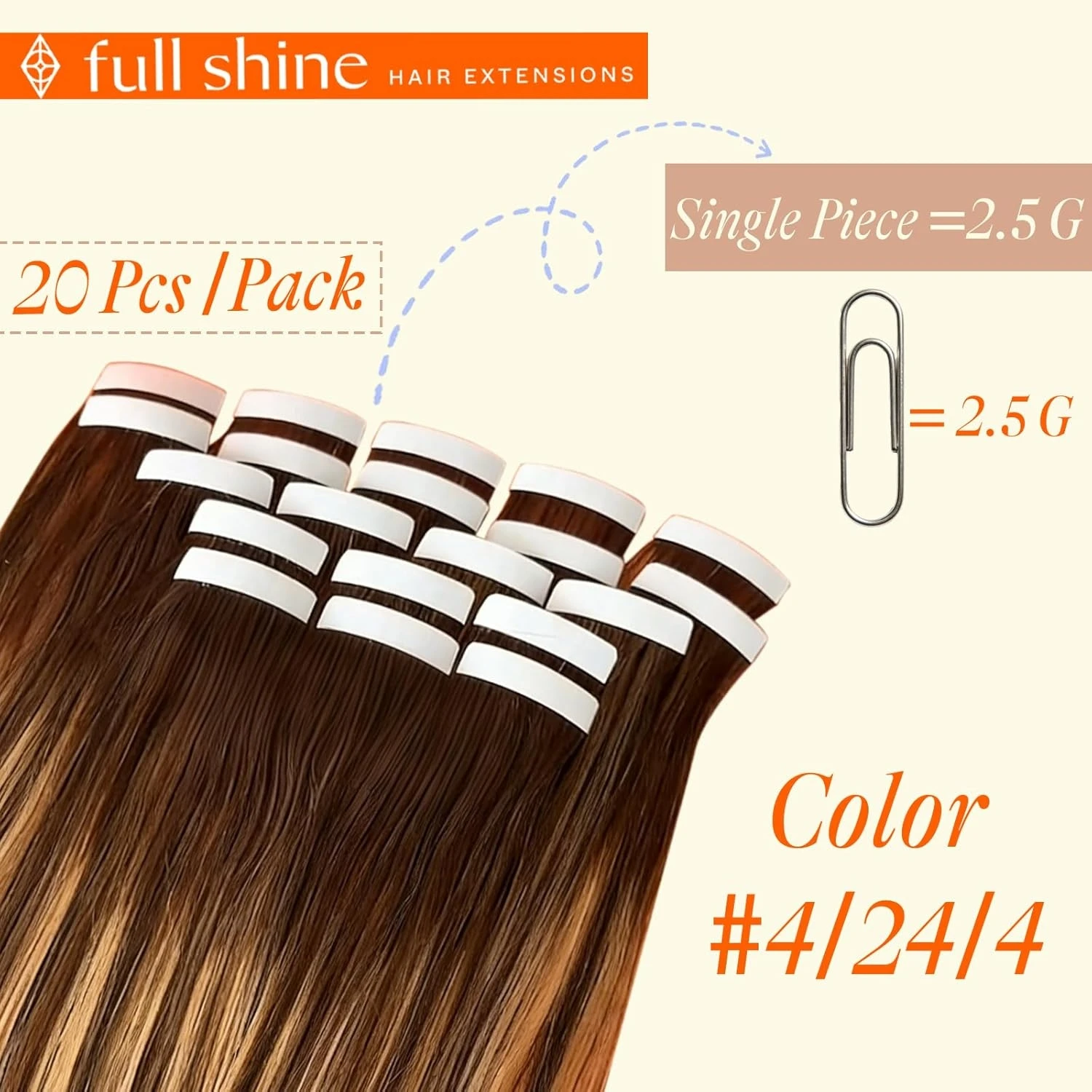 Full Shine Tape in Hair Extensions Balayage Tape ins Human Hair Extensions 20Pcs 50G Ombre Seamless Remy Skin Weft Hair