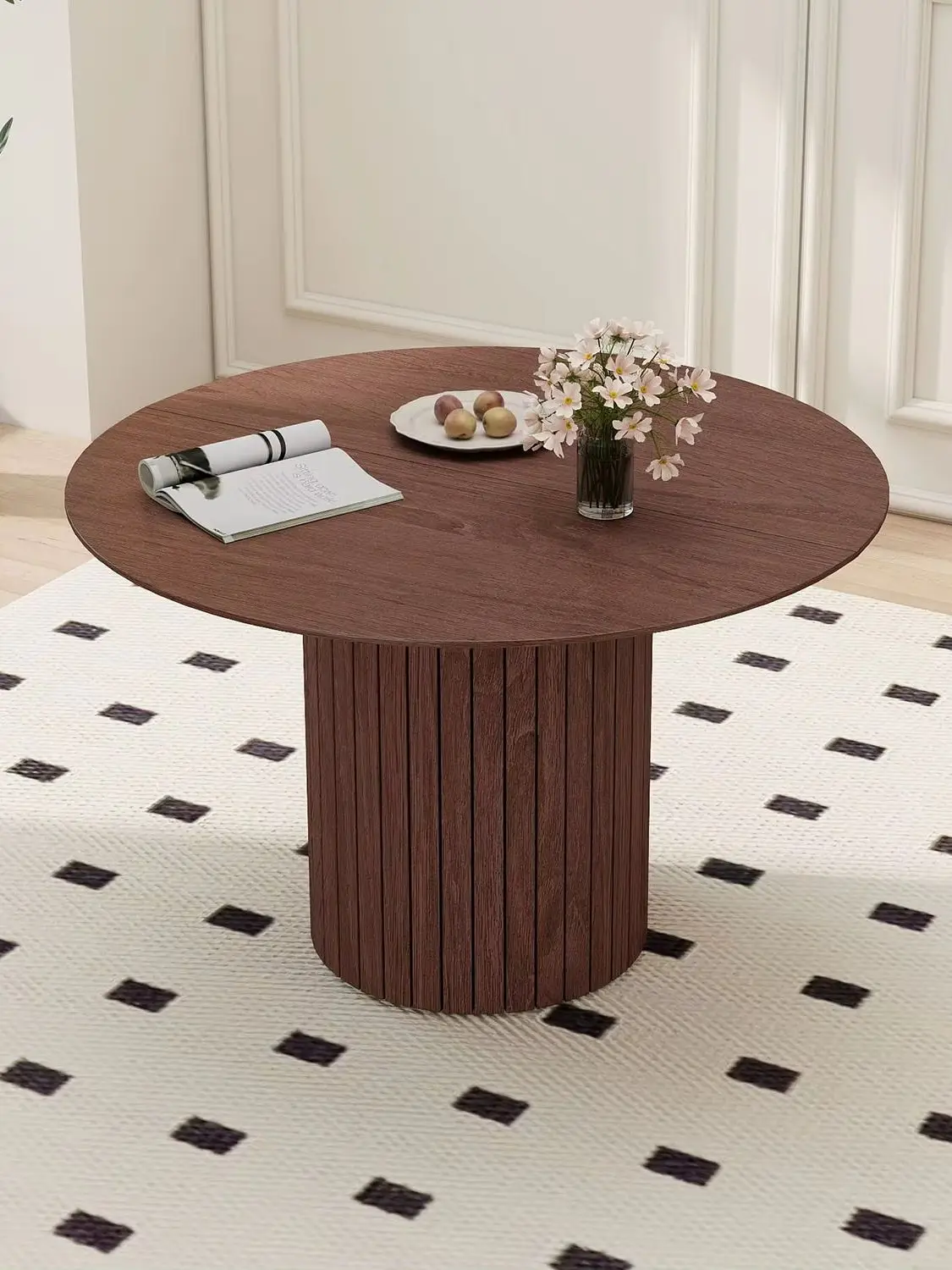 Nordischer Runder Tisch Massivholz Esstisch Organizer Bibliothekstisch Runder Tisch Balkon Wohnzimmer Esstische Wohnmöbel – Detail 7