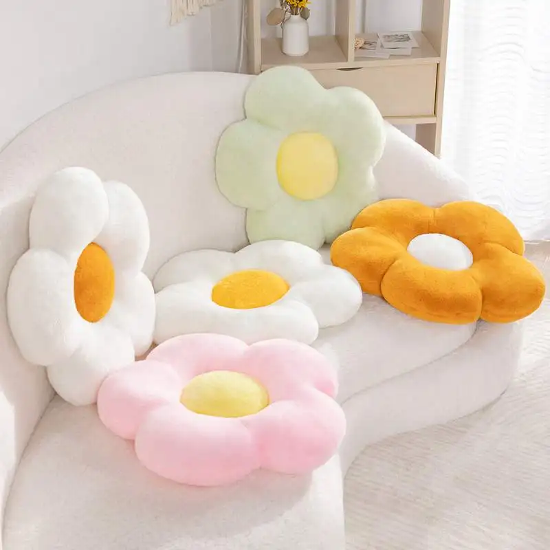 Fresh Colorful Daisy Flower Plush Pillow Toy Soft Cartoon Plant Stuffed Doll Chair Cushion Car Pillow Kids Lovers Birthday Gift