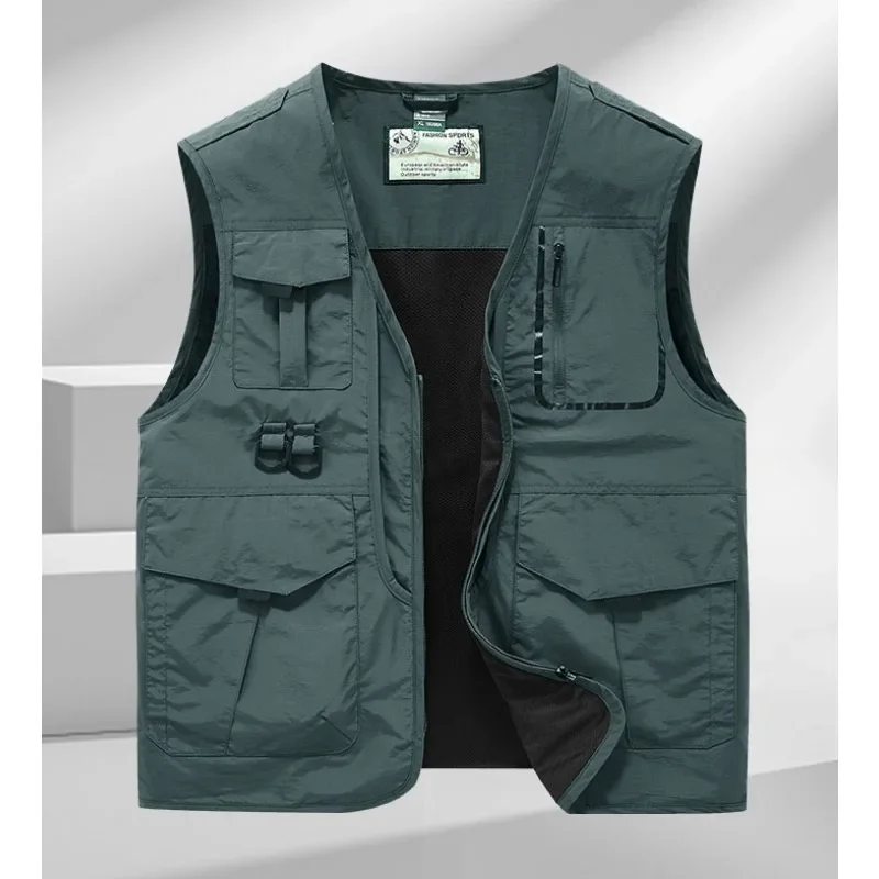 Casual Windbreaker Sleeveless Jacket Professional Photographer Vest Fishing Vests Denim Waterproof Hunting Man Camping Parka Men