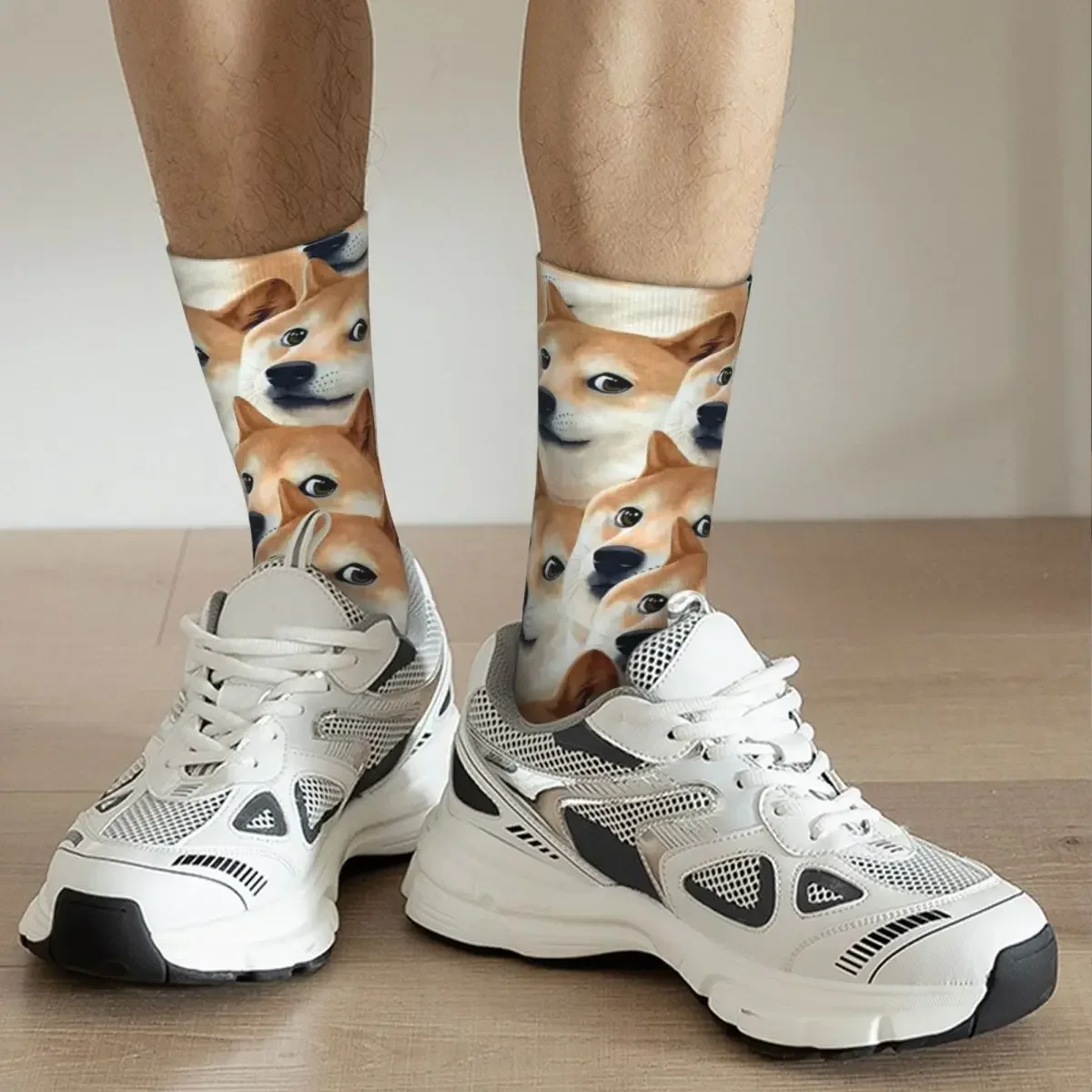 Doge Shiba Inu Memes Meias para homens e mulheres, Harajuku, meias super macias, para toda a temporada, acessórios longos, presentes