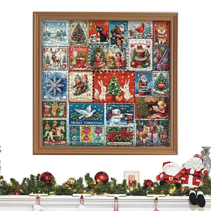 

Пазл с обратным отсчетом для рождественских украшений, 24 коробки, пазлы для взрослых и детей, 1000 штук, праздничный пазл, украшение для дома