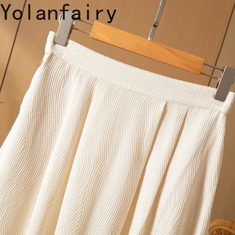 YOLANFAIRY 100% vera seta di gelso gonne donna estate elegante rilievo di media lunghezza una linea gonna elastica in vita gonne de mujer