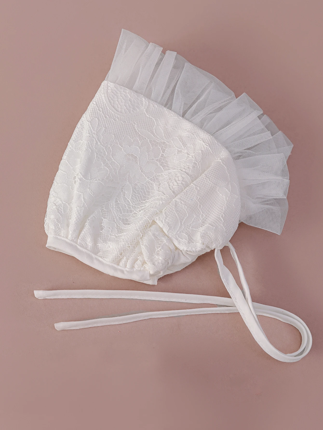 Infant Girl 0-2 Years Old White Lace Gauze Baptismal Dress With hat