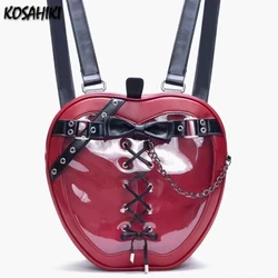 Personality All Match Chain Bow Belt Backpacks Transparent Y2k Aesthetic Girls Jk Bag Women Harajuku Bandage Ins Ita Bags Trendy