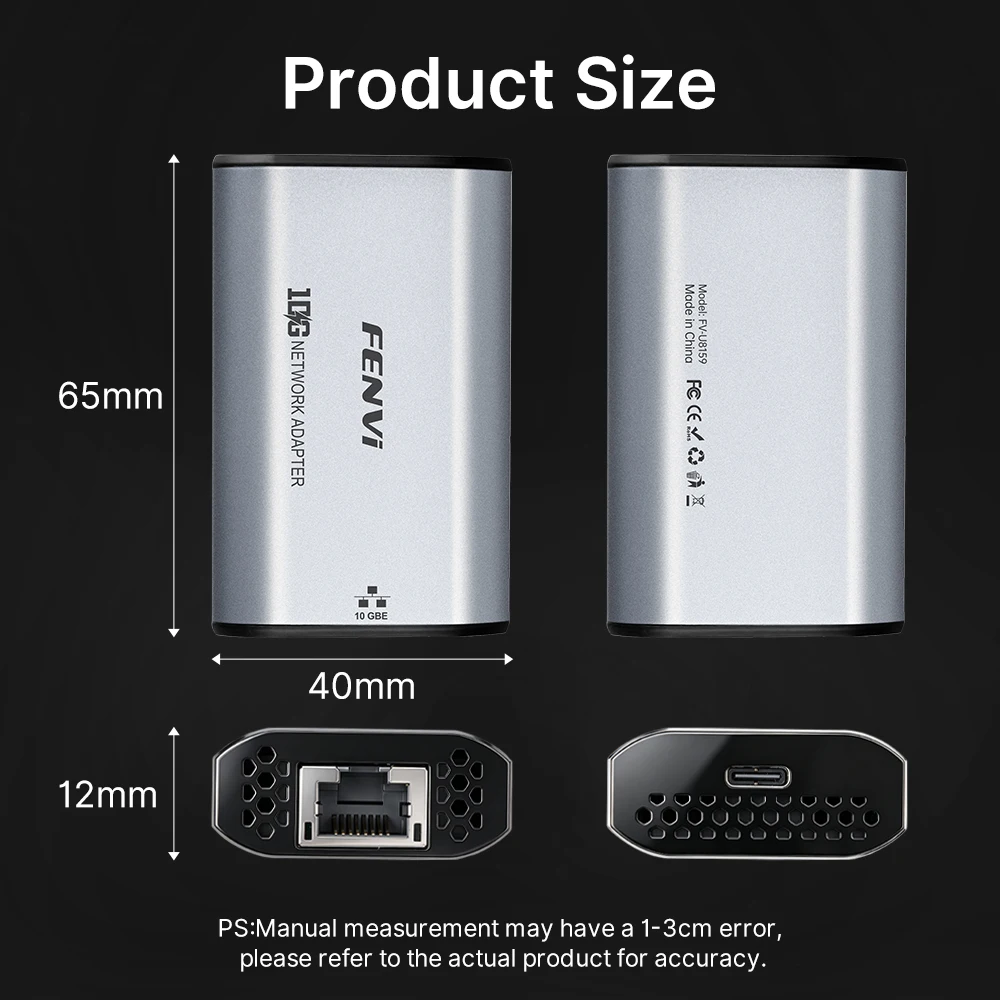 10GbE USB C RTL8159 Ethernet Adapter Type-C USB 3.2 to RJ45 10G High-Speed Network Card For MacBook PC Win 10/11 view 5