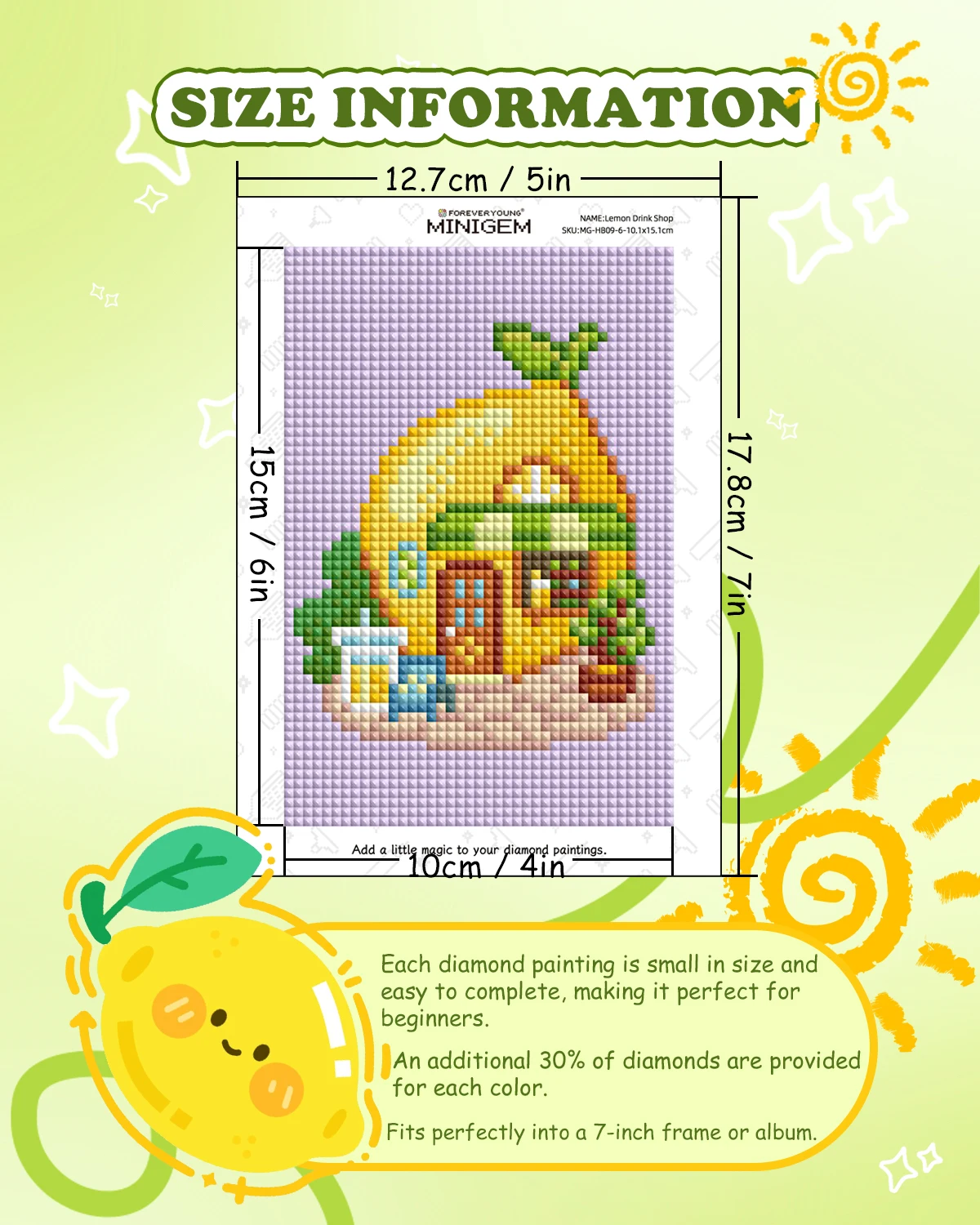Forever Young Minigem 6PCS Fruit Cottage Diamond Painting Kit - 5x7 Inch Resin Square Diamond Art Kits for Beginners Adults view 5
