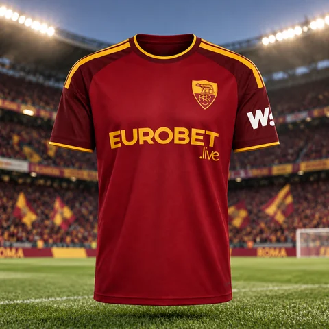 2026/27 AS Roma Home Soccer Jersey, Men Red Gold Short Sleeve Football Shirt, Quick Dry Breathable Match Training Fan Supporter