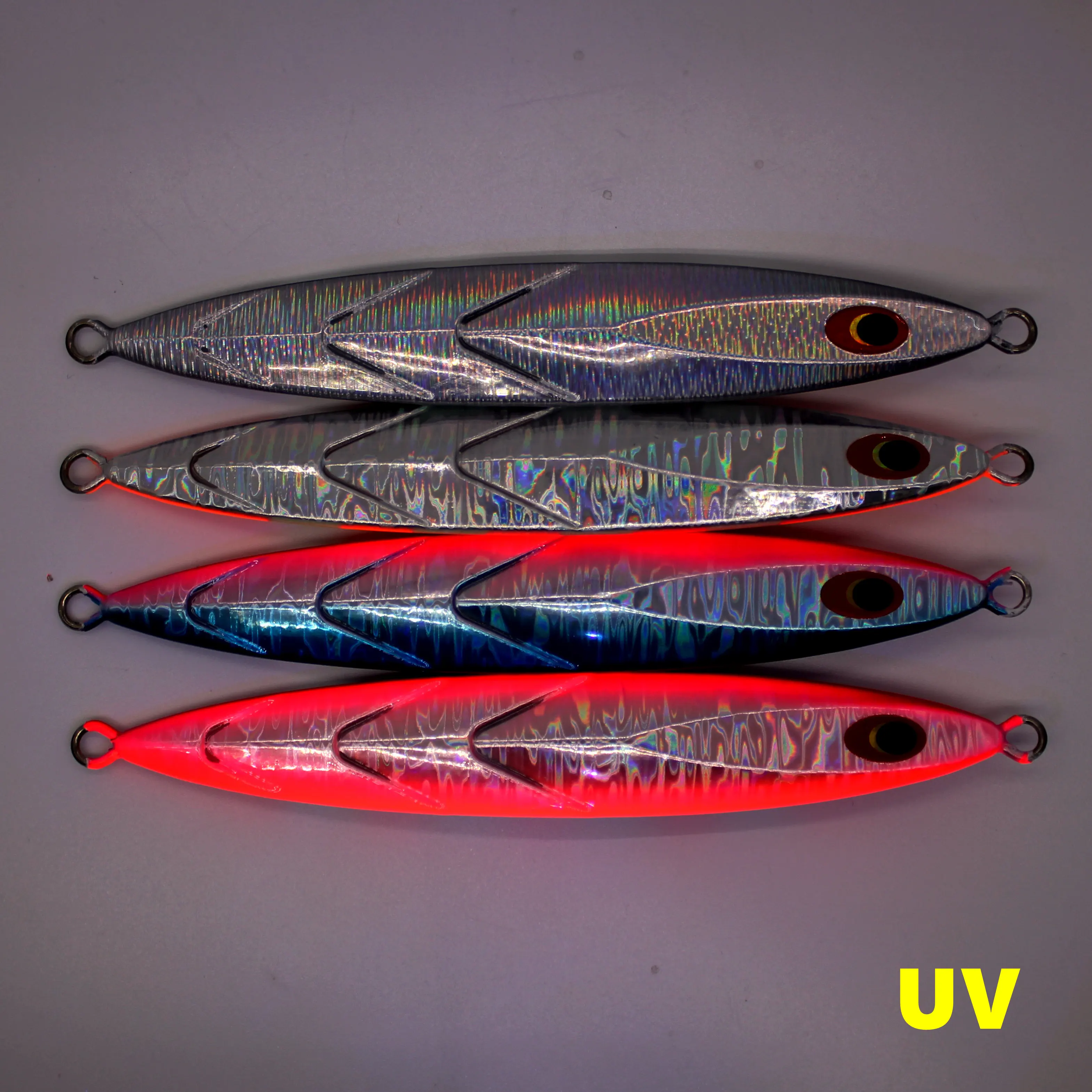 AOCLU Tiefsee Langsam Metall Jig 200g 300g Harten Köder Sinking Stick Köder UV Glow Leuchtende Zebra Für thunfisch Zacker Seebarsch Angeln – Detail 6