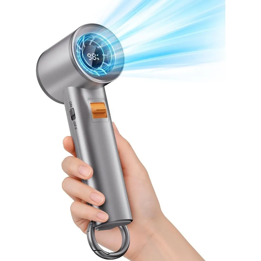 

Portable Handheld Turbo Fan for Outdoor - 5000mah Mini Handheld Personal Pocket Fan for Powerful Airflow Wind - 20hrs, 100 Spee