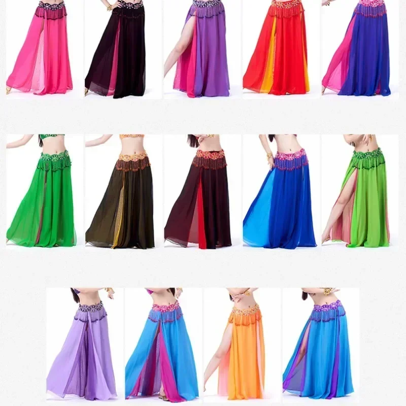 Belly Dance Costume Skirt For Women Oriental Dance Belly Dance Split Long Skirt Chiffon Swing Perforamnce Stage Clothing Hot