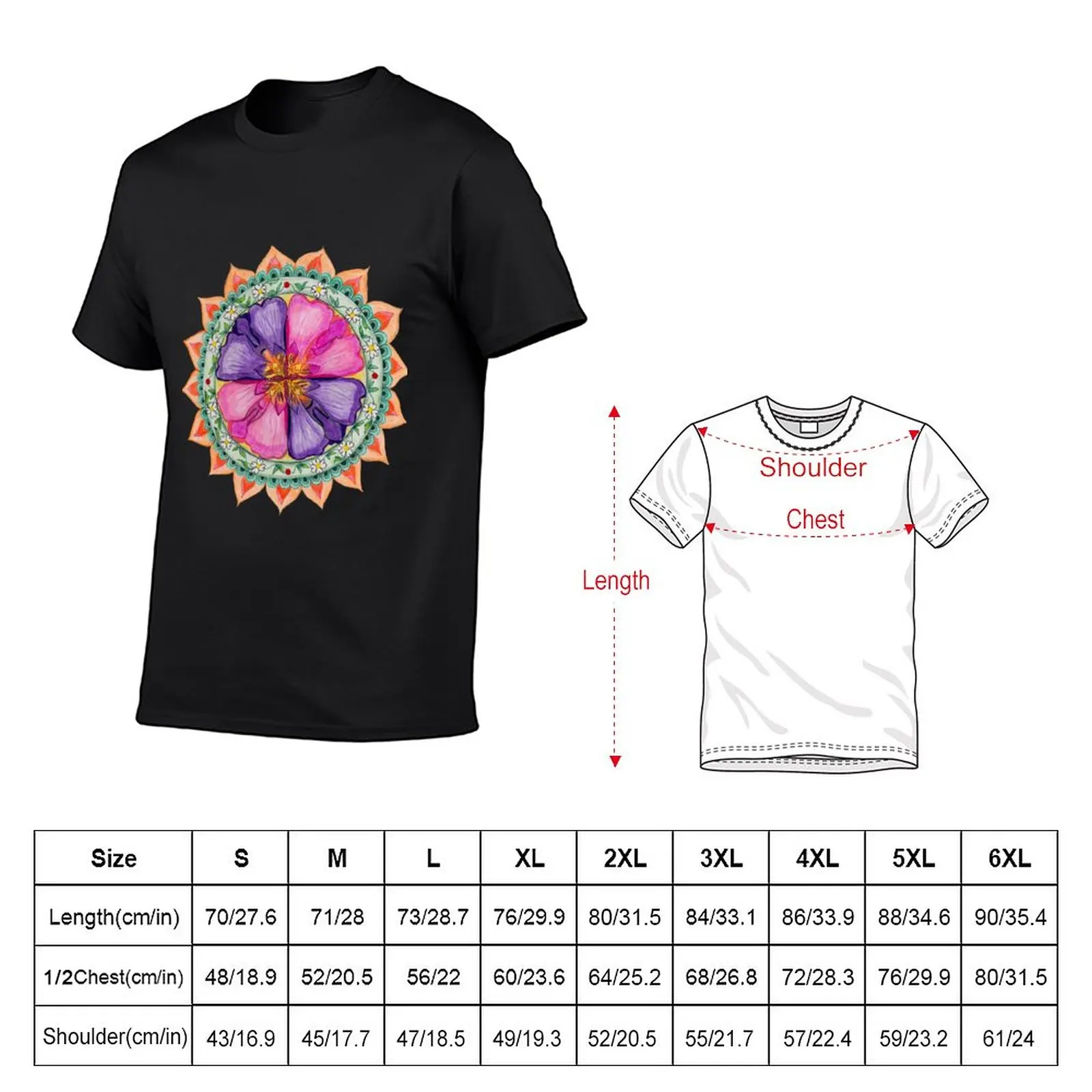 Orchid Mandala T-Shirt plus sizes for a boy plus size tops kawaii clothes mens t shirt