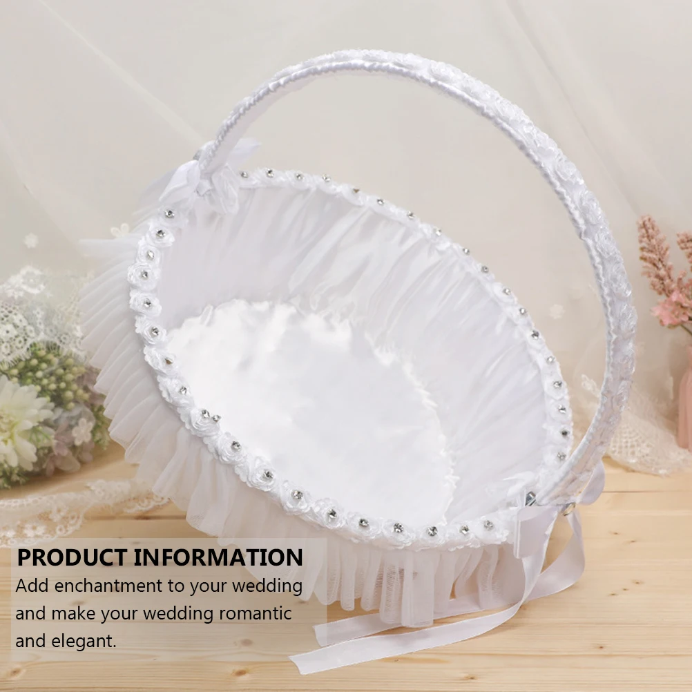 

Lace Flower Rhinestones Flower Baskets For Wedding Decorations Wedding Banquet Reusable Bridal Romantic Elegant Storage Baskets