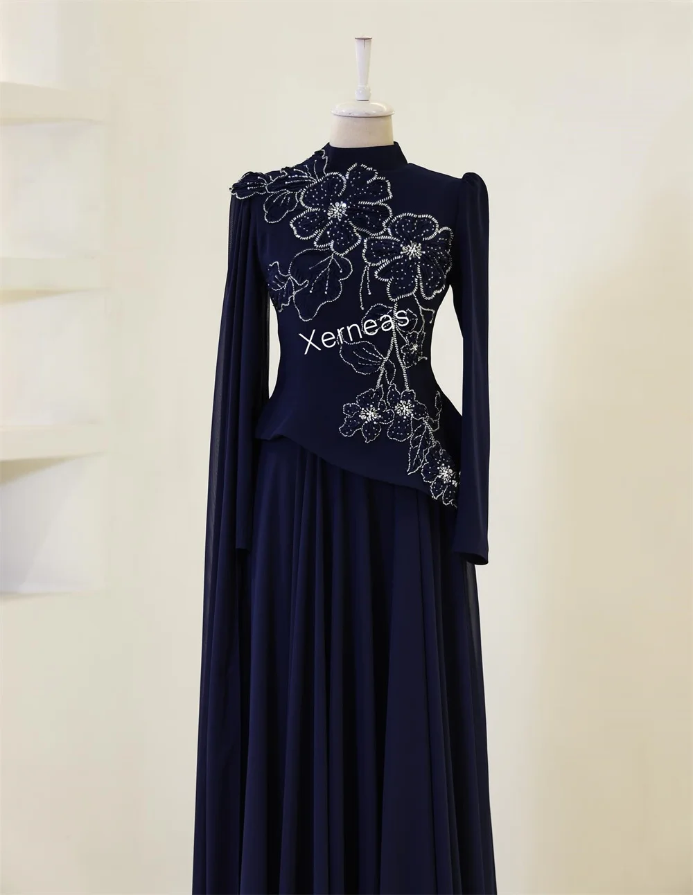 Длинные платья трапециевидной формы с высоким воротником и аппликацией по индивидуальному заказу, роскошное вечернее платье для выпускного вечера, великолепное официальное платье