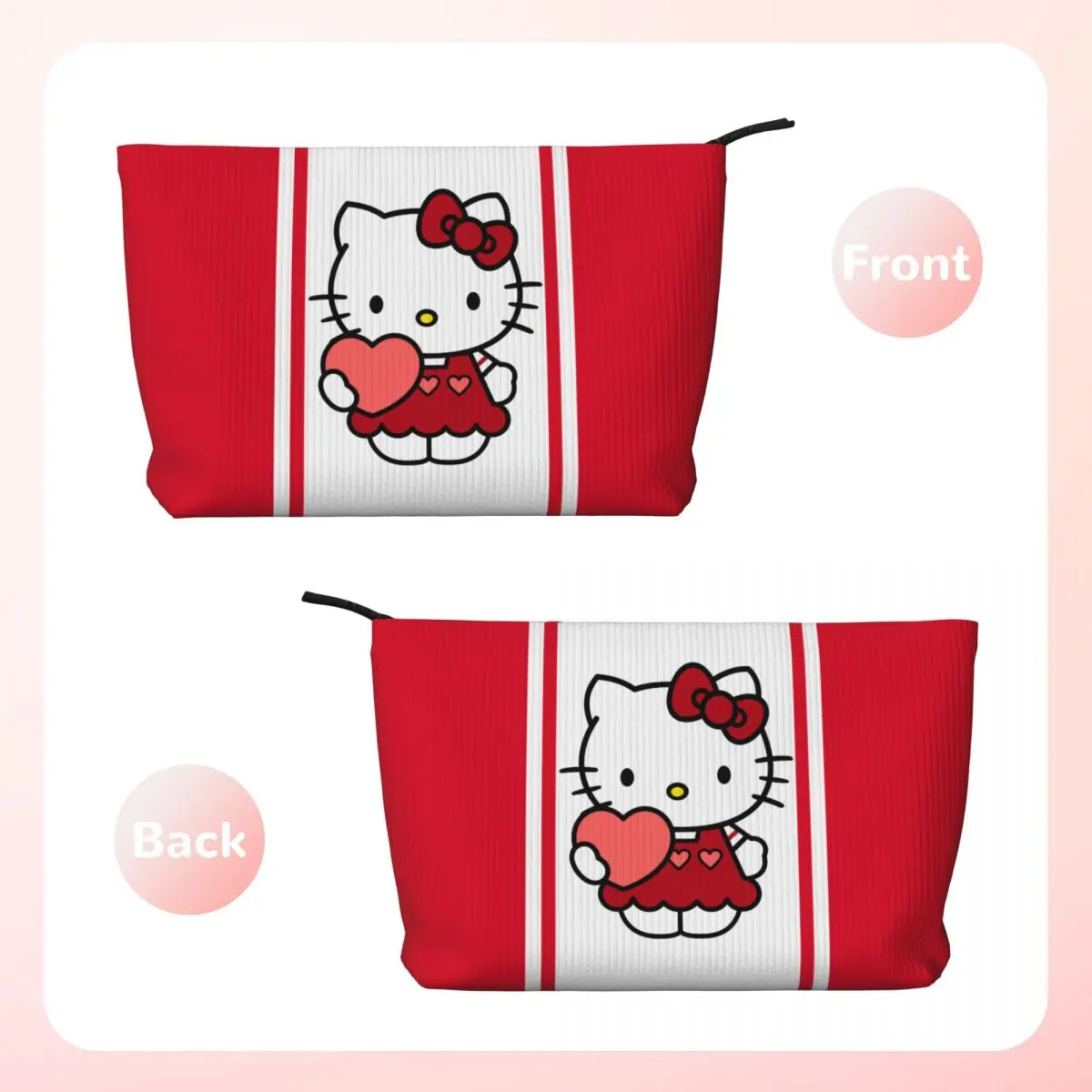 Custom Travel Sanrio Hello Kitty Toiletry Bag Corduroy Makeup Cosmetic Organizer Women Beauty Storage Dopp Kit Case