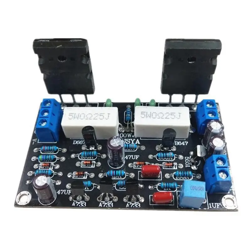 Y44A 2pcs 100W 2SC5200+2SA1943 HIFI Mono Channel Audio Amplifier Board DC35V for Home Theater DIY view 3