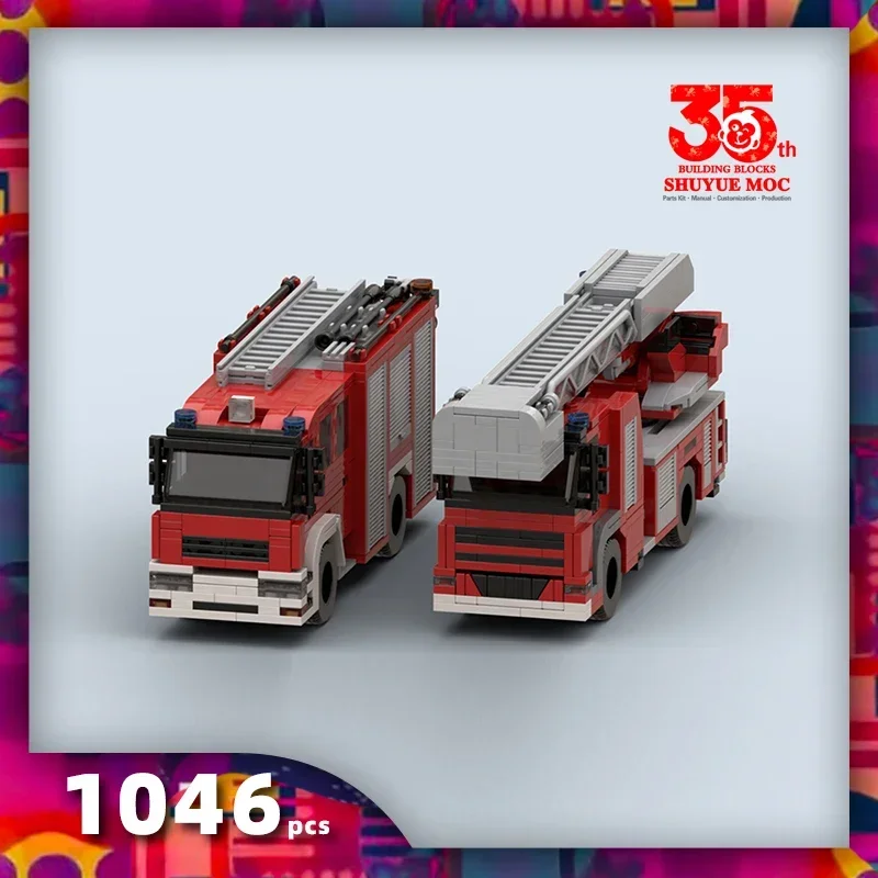 

SyMoc Simulation City Firefighter Rescue Engineering Vehicle Movable Building Block Fire Truck Model Kit Children Assembled
