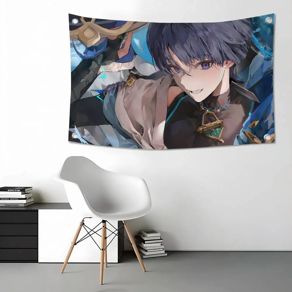 Popular Game Genshin Cool Wanderer Flags for Bedrooms Home Decor Items Outdoor Decors Garage Decoration Flaga