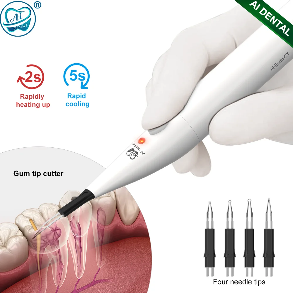 

AI-Endo-CT Dental Endo Gum Tip Cutter 2 Second Rapid Heating 5 Second Rapid Cooling with 4 Needle Tips Wireless Charging Socket