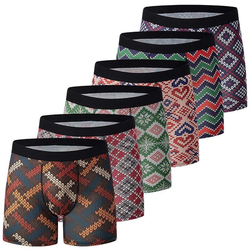 Paquete de 6 calcetines deportivos de hombre para las cuatro estaciones, con diseño moderno estampado, cómodos, absorbentes de sudor y con puntera plana.