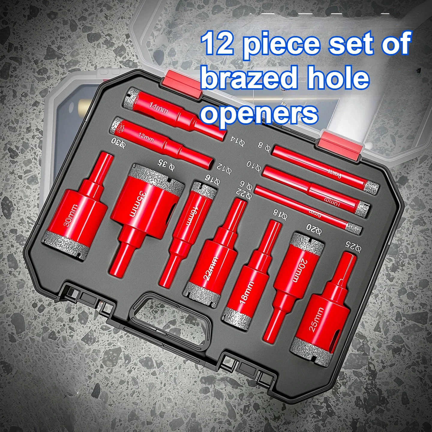 12 Piece Set of Marble Brazing Hole Opener High Hardness Combination Set Hexagonal Handle Handheld Drill Brazing Wear-resistant